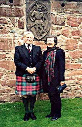 Lord and Lady Crawford in the Pleasance at Edzell Castle